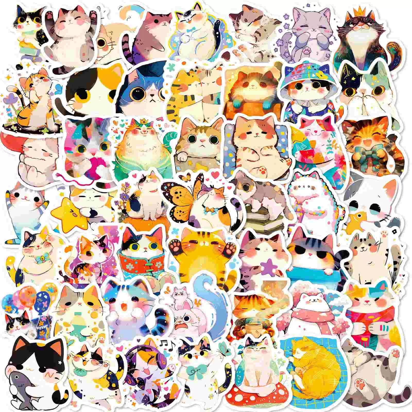 JIELEN 50 PCS Adorable Lazy Cat Doodle S